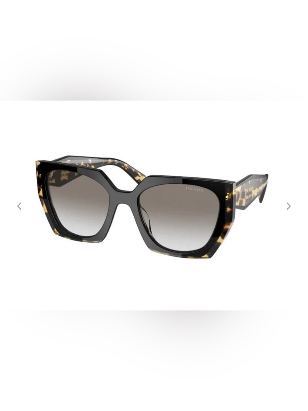 Prada Tortoiseshell PR 15WS Black Oversized Cat-Eye Sunglasses